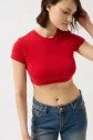 Likralı Basic Crop T-Shirt
