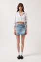 Asimetrik Kemer Denim Mini Etek