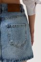 Asimetrik Kemer Denim Mini Etek