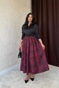 Bordo Leopar Büzgülü Uzun Etek