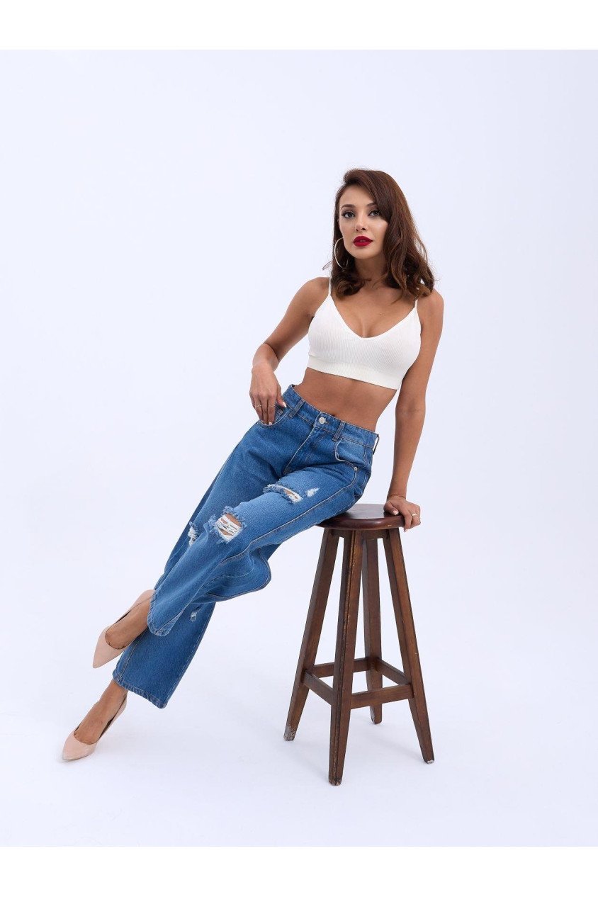 7086 KOT PANTOLON-MAVİ