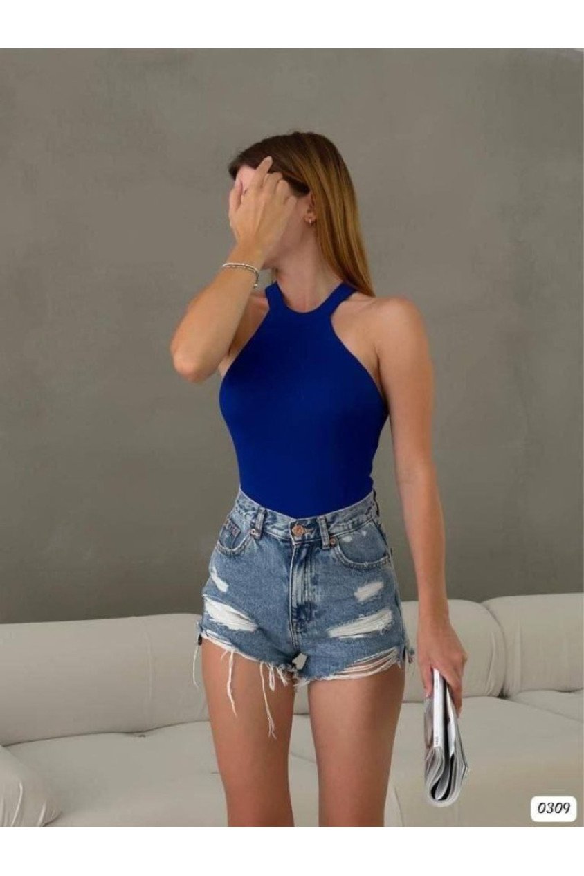 Kadın Sırt Dekolteli Triko Bluz