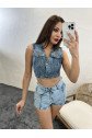 6317 KOT BLUZ-MAVİ