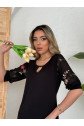 Kadın Fakir Kol çiçek Desenli Tül Kol Bisiklet Yaka çiçek Desen Sandy Salaş Kısa Elbise