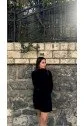 Kadın Uzun Kollu Balıkçı Yaka Kısa şardonlu Kaşkorse Elbise