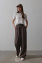 Beli Lastikli Bol Paça Pantolon - Kahve