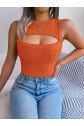 Kadın Askılı Bisiklet Yaka Güpüs Dekolteli Triko Crop Bluz