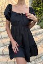2351 Kloş Poplin Elbise - Siyah