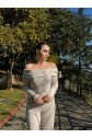 Kadın Uzun Kollu Madonna Yaka şardonlu Kaşkorse Tulum