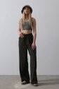 Beli Lastikli Bol Paça Pantolon - Koyu Haki