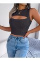 Kadın Askılı Bisiklet Yaka Güpüs Dekolteli Triko Crop Bluz
