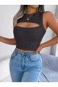 Kadın Askılı Bisiklet Yaka Güpüs Dekolteli Triko Crop Bluz