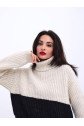 3904 TRİKO BALIKÇI ÇİZGİLİ KAZAK-KREM-SİYAH