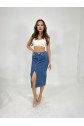 6478 DENİM MIDI SLIT SKIRT-MAVİ