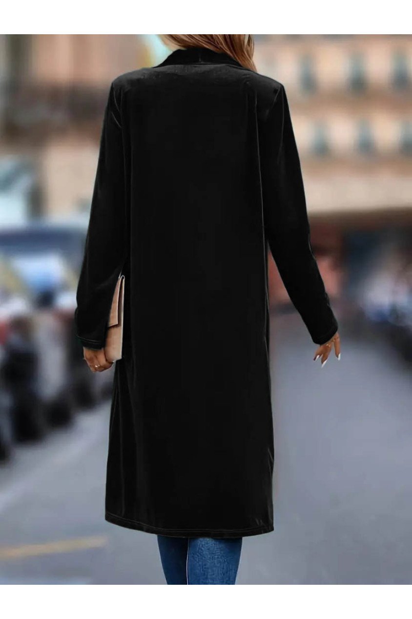 Kadın Uzun Kollu önü Açık Kolları Uzun Midi Ceket