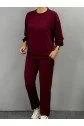 Kadın Uzun Kollu Bisiklet Yaka Viskon Iki Iplik Bluz Ve Pantolon Ikili Takım