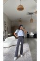 Kadın Yüksek Bel Süet Kumaş Ispanyol Paça Detay Pantolon