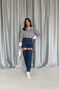 Mavi Askılı İki Parça Jeans Pantolon