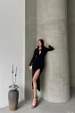 SANDY ELBİSE BÜZGÜ DETAYLI - Siyah