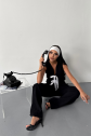 GOFRE BLUZ-PANTOLON TK KURDELE DETAYLI - Siyah