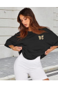 Bisiklet Yaka Baskılı T-shirt - Siyah