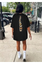 Bisiklet Yaka Baskılı T-shirt - Siyah