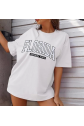 Bisiklet Yaka Baskılı T-shirt - Beyaz