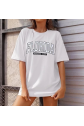 Bisiklet Yaka Baskılı T-shirt - Beyaz
