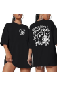 Bisiklet Yaka Baskılı T-shirt - Siyah