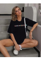 Bisiklet Yaka Baskılı T-shirt - Siyah