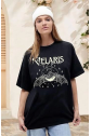 Bisiklet Yaka Baskılı T-shirt - Siyah