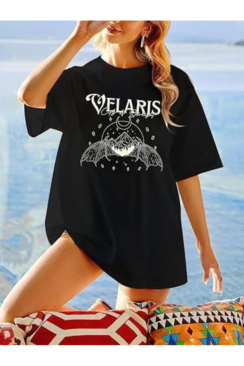 Bisiklet Yaka Baskılı T-shirt - Siyah