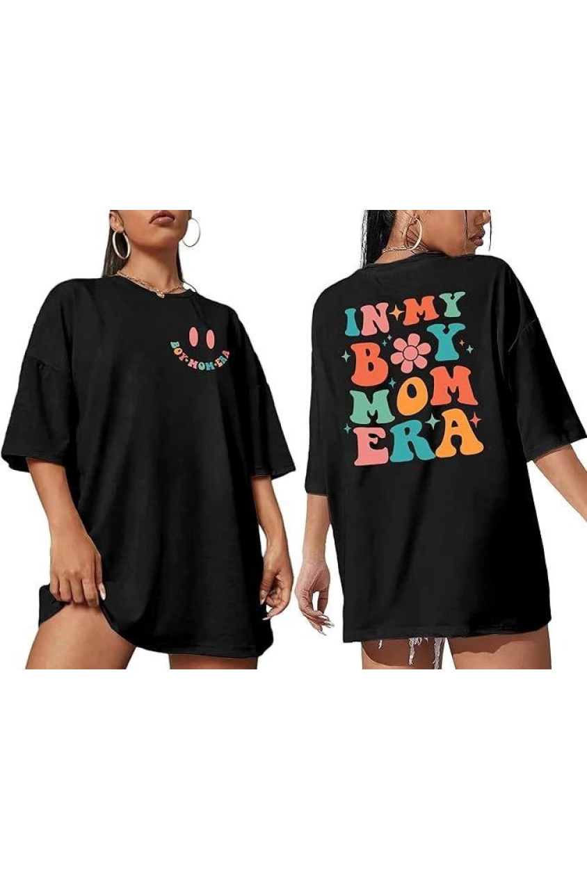 Bisiklet Yaka Kısa Kol Baskılı T-shirt - Siyah
