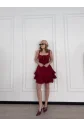 Mini Askılı Elbise - Bordo