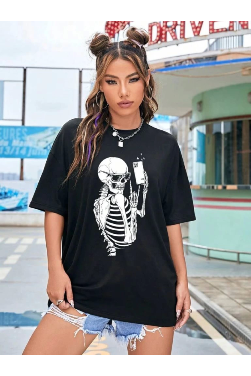 Baskılı T-shirt - Siyah