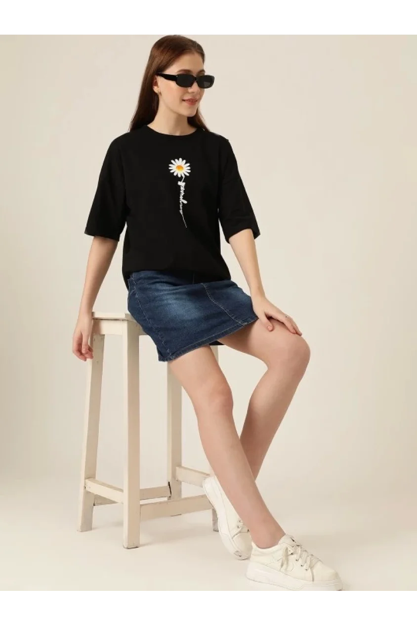 Baskılı T-shirt - Siyah