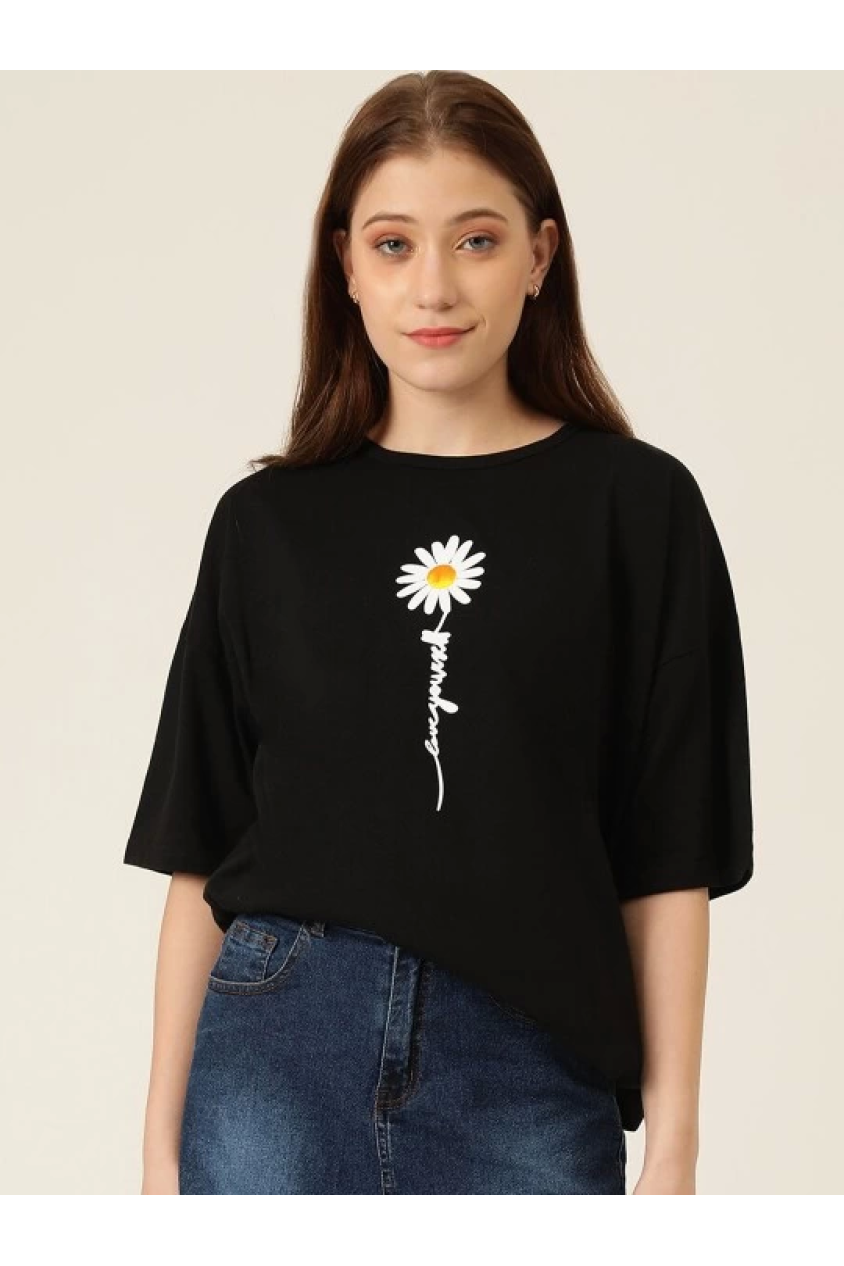 Baskılı T-shirt - Siyah