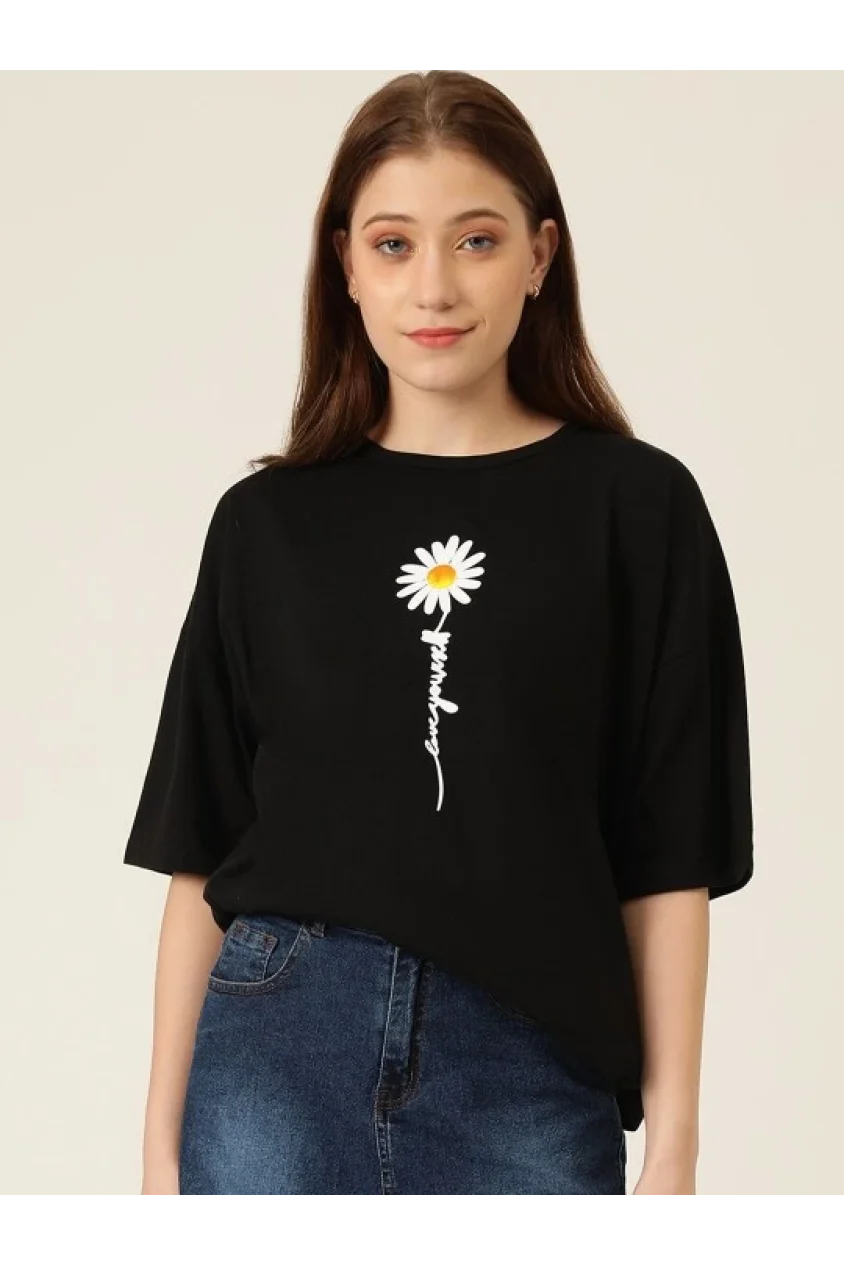 Baskılı T-shirt - Siyah