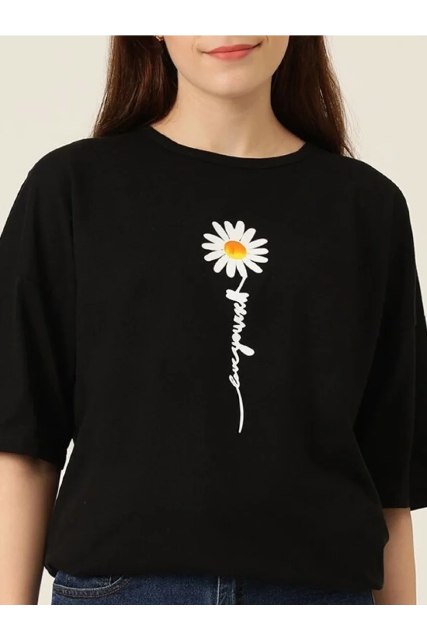 Baskılı T-shirt - Siyah