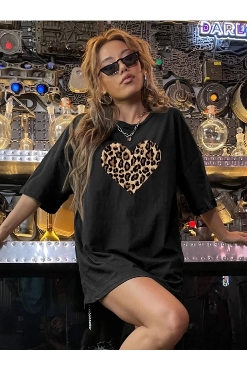 Baskılı T-shirt - Siyah