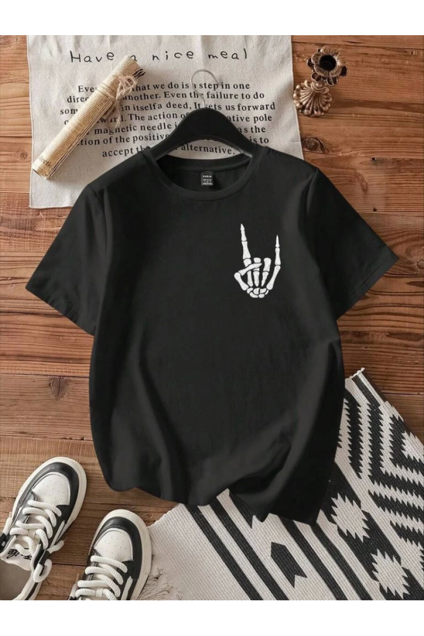 Baskılı T-shirt - Siyah
