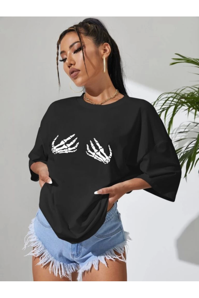 Baskılı T-shirt - Siyah