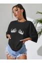 Baskılı T-shirt - Siyah