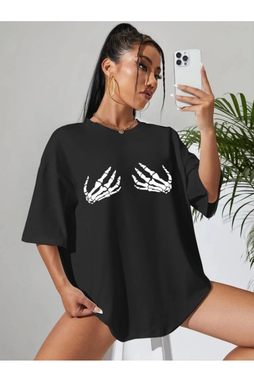 Baskılı T-shirt - Siyah