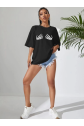 Baskılı T-shirt - Siyah