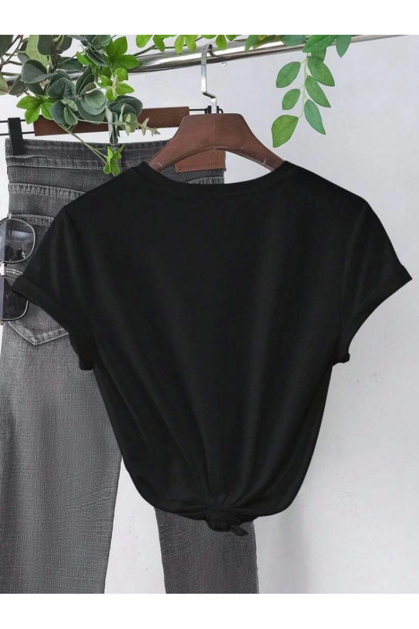 Baskılı T-shirt - Siyah