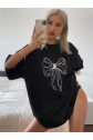 Baskılı Oversize T-shirt - Siyah