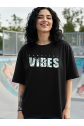 Baskılı Oversize T-shirt - Siyah