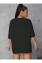 Baskılı Oversize T-shirt - Siyah
