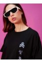 Baskılı Oversize T-shirt - Siyah